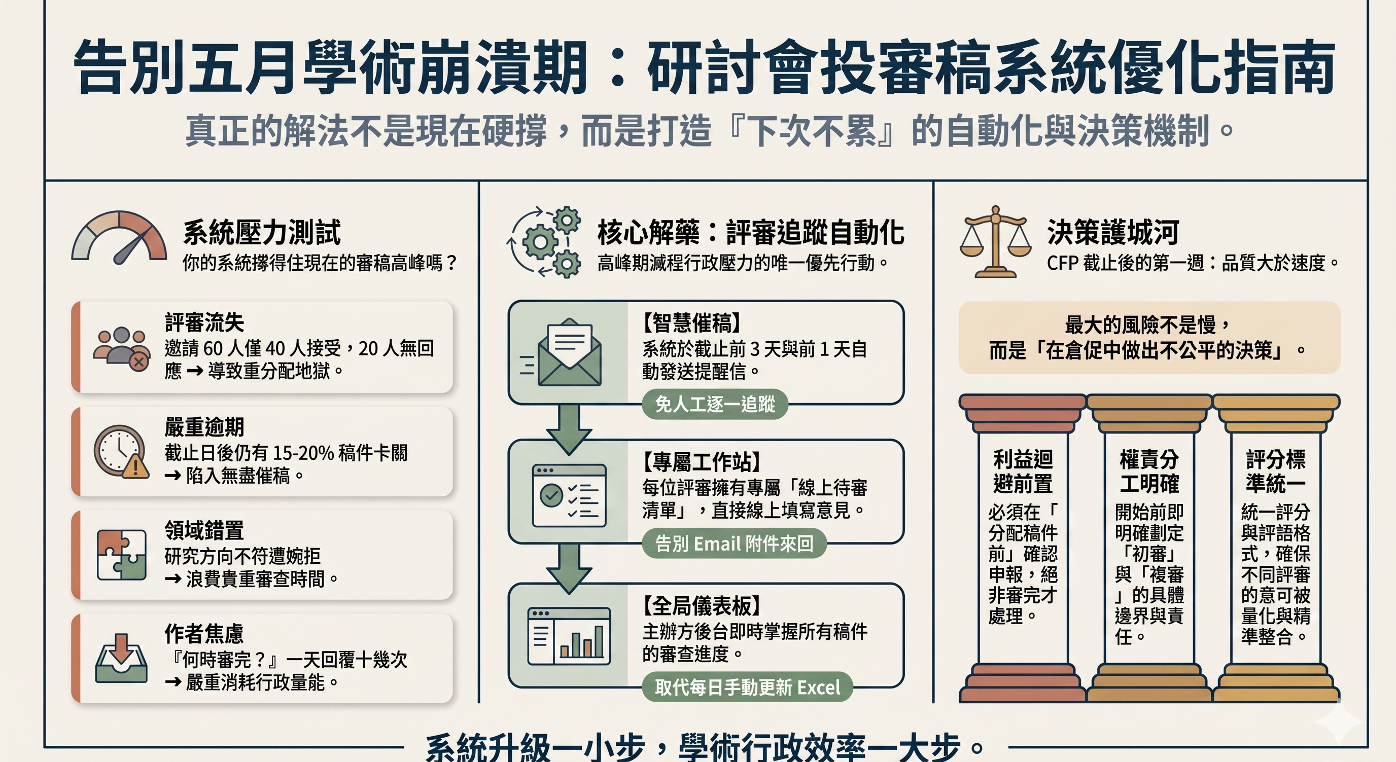 審稿高峰期求生指南：五月到六月最值得優化的投審稿流程