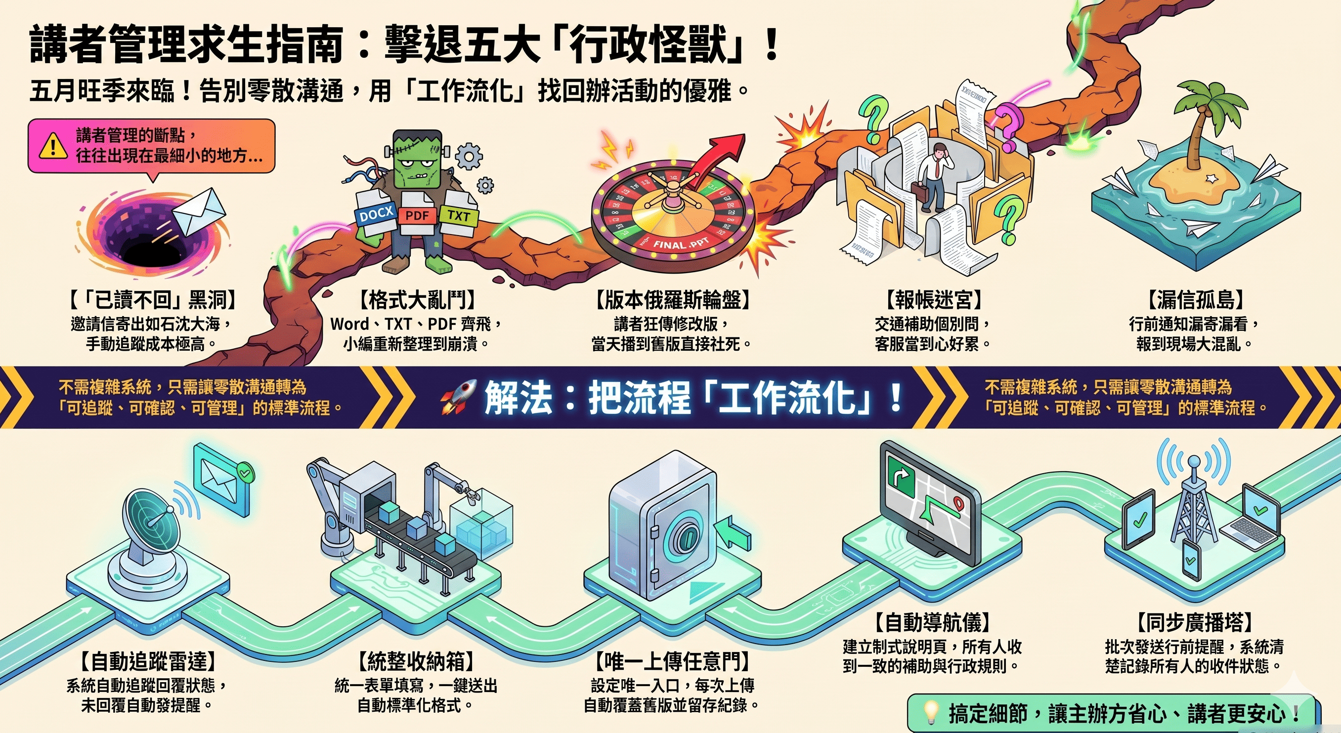 研討會講者管理的五個斷點：為什麼你的協辦人員每年都在滅火？