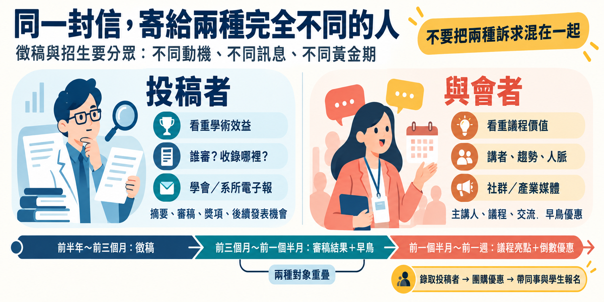 研討會行銷要對兩種人說兩種話：投稿者與與會者的分眾策略